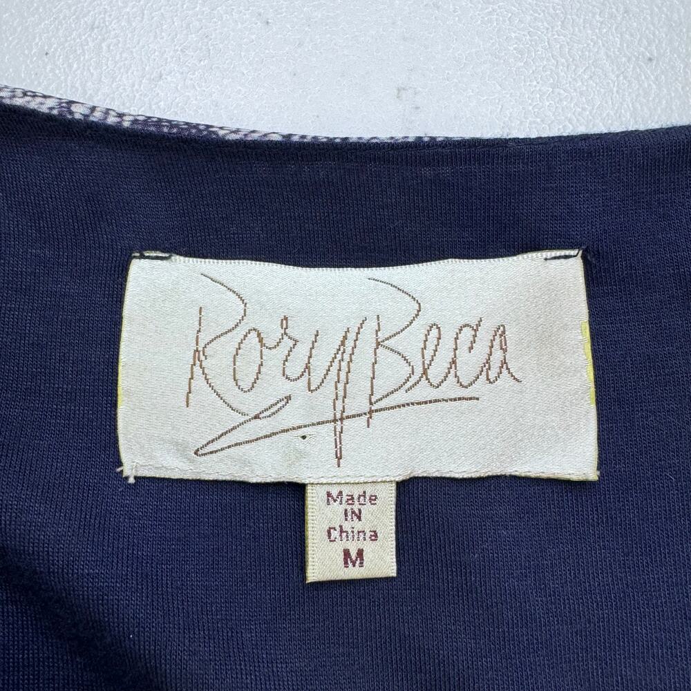 Rory Beca Silk Navy Graph‎ Print Tie Waist Dress Women's Medium Beach Cover Up - Picture 4 of 7